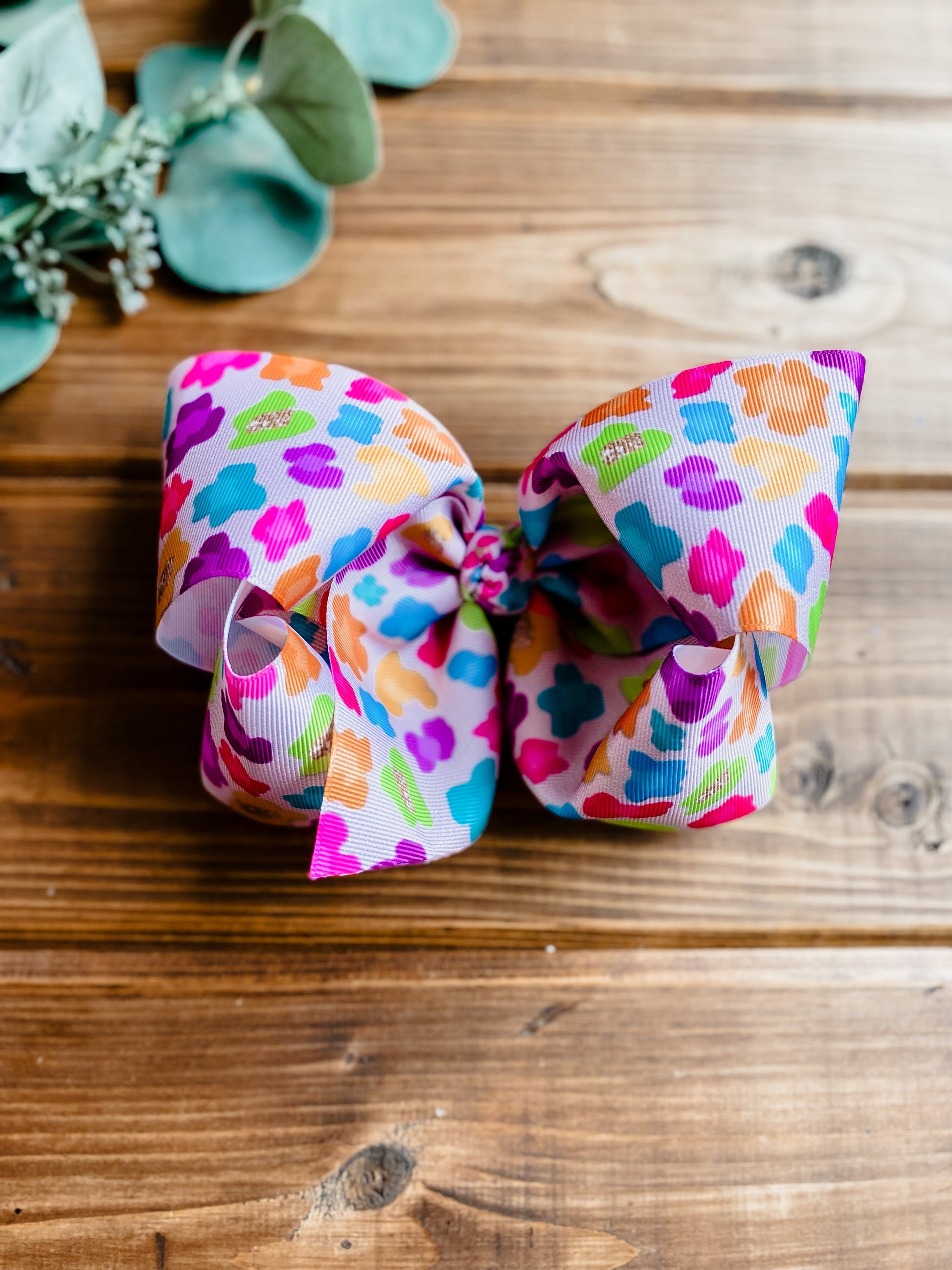 RTS Neon Leopard XXL Boutique Hair Bows - LilaReneeCreations
