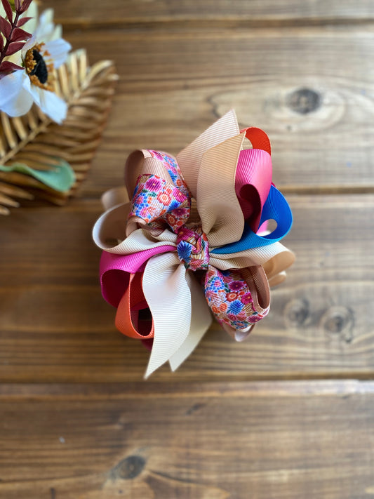 Tan Fall Bloom Multi Hairs Bows - LilaReneeCreations