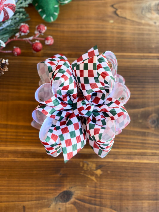 Holiday Checkers Hair Bows