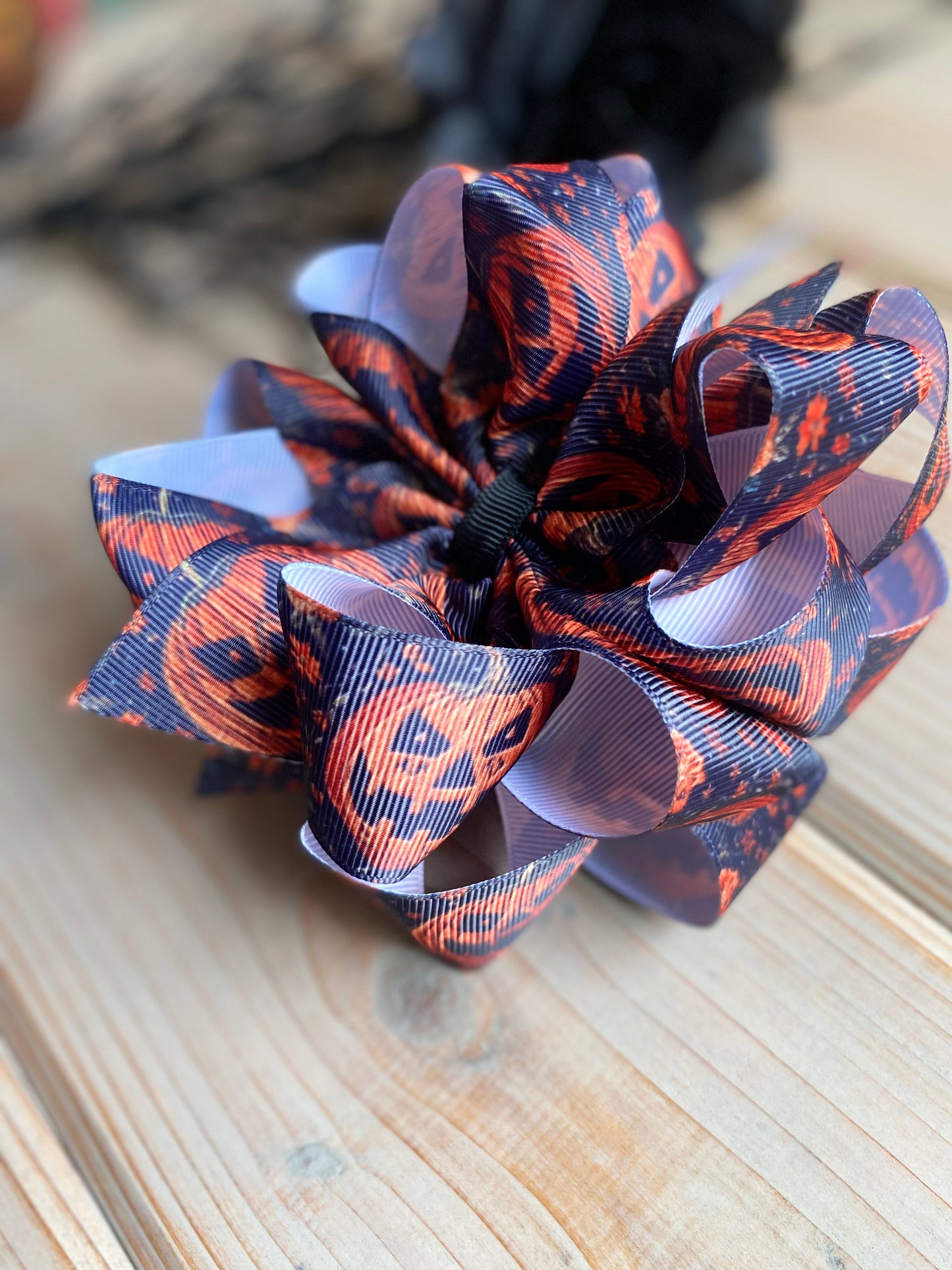 Embroidered Spooky Pumpkins Hair Bows - LilaReneeCreations