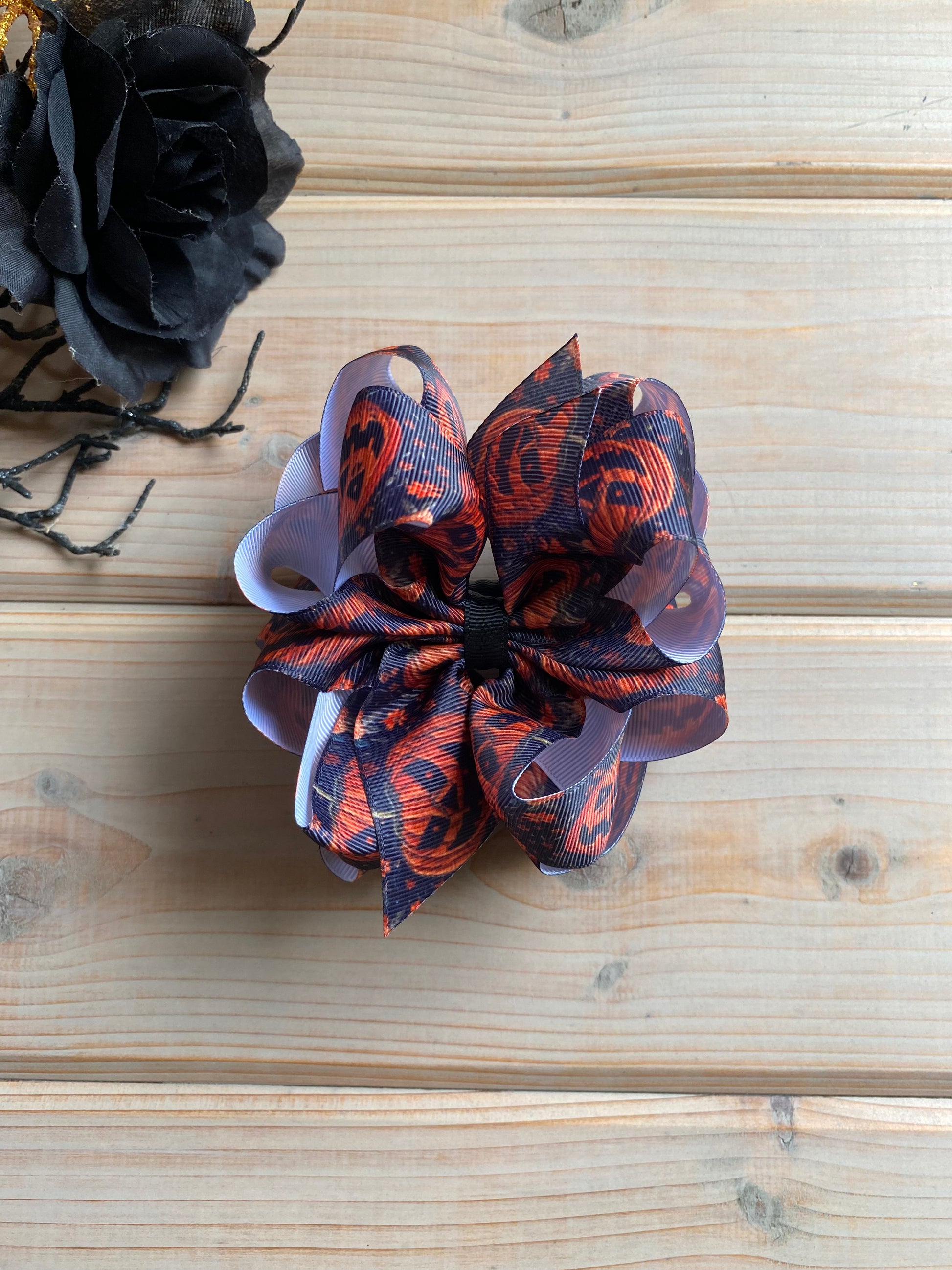 Embroidered Spooky Pumpkins Hair Bows - LilaReneeCreations