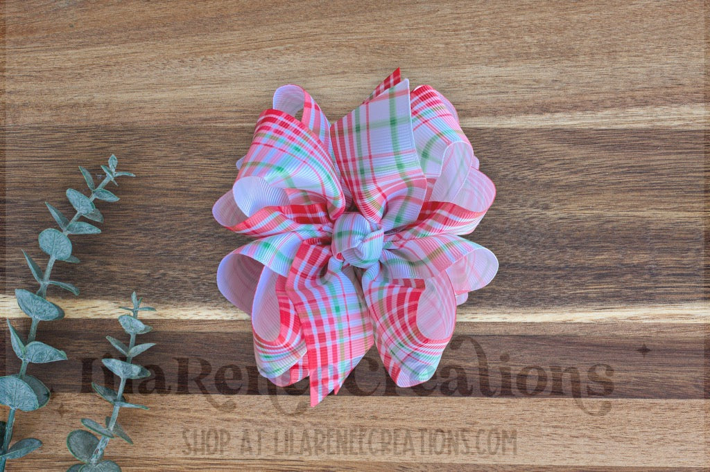 RTS Watermelon plaid Hair Bows - LilaReneeCreations