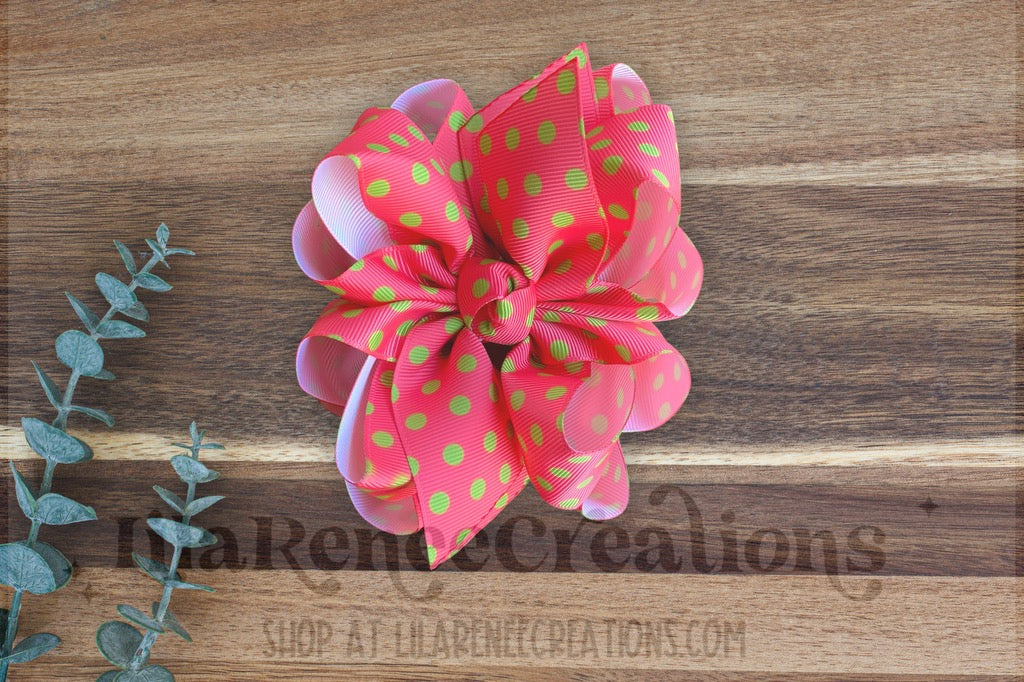 RTS Watermelon Dots Hair Bows - LilaReneeCreations