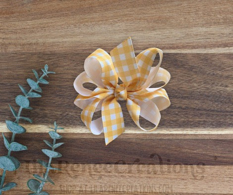 RTS Yellow Plaid Lil Ann Hair Bows - LilaReneeCreations