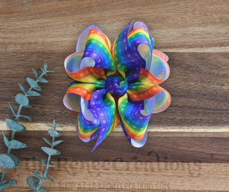 RTS Primary Rainbow Pop it Hair Bow - LilaReneeCreations