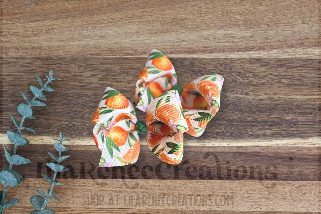 RTS Oranges Hair Bows - LilaReneeCreations