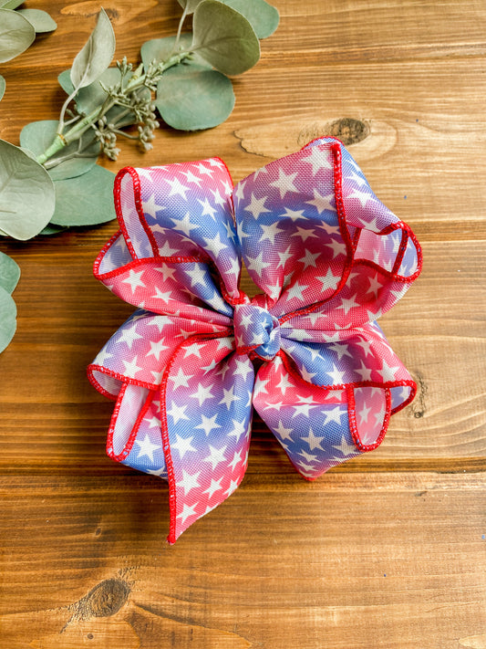 Ombre Mini Stars Faux Burlap XL Hair Bows - LilaReneeCreations