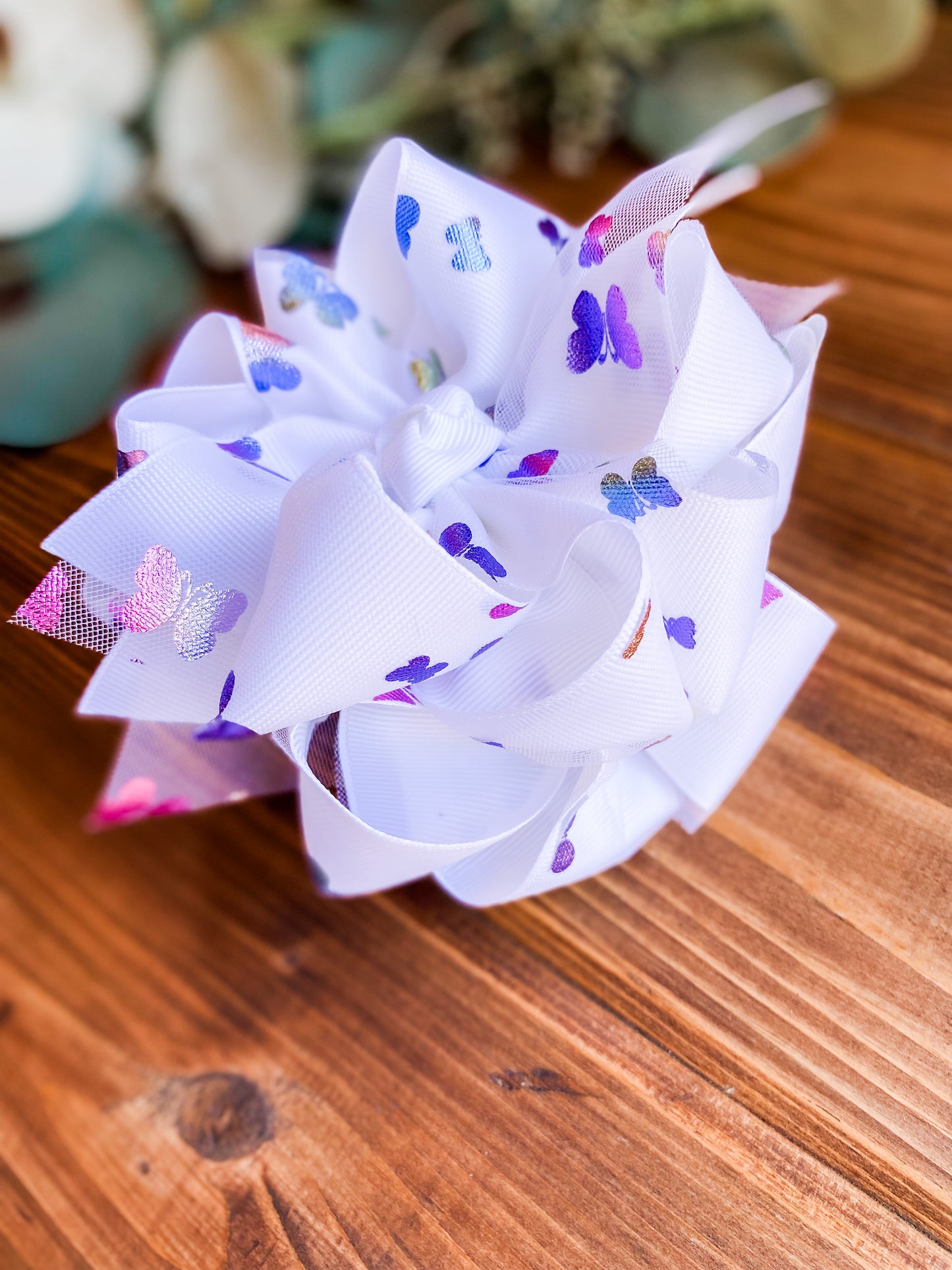 Holographic Butterflies Hair Bows - LilaReneeCreations