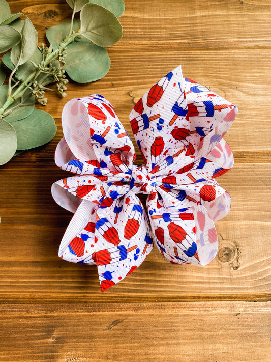 Bomb Pop Firework XL Hair Bows - LilaReneeCreations