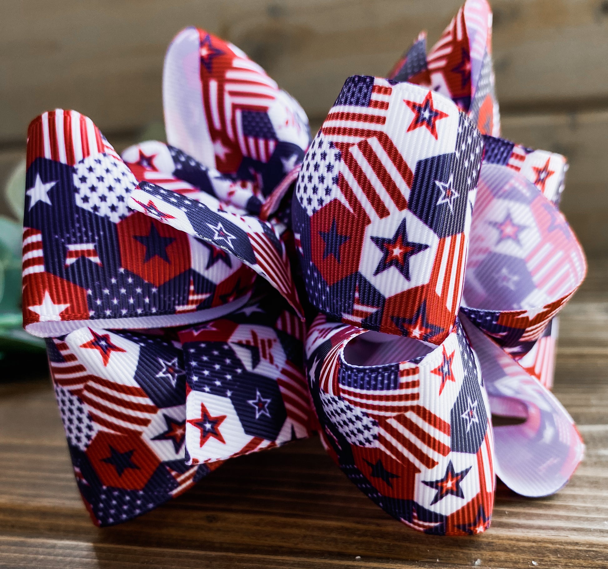 Patchwork Flags Hair Bows - LilaReneeCreations