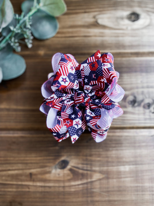 Patchwork Flags Hair Bows - LilaReneeCreations