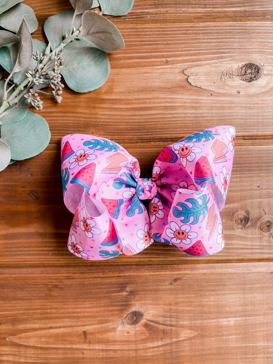 Happy Summer XXL Boutique Hair Bow - LilaReneeCreations