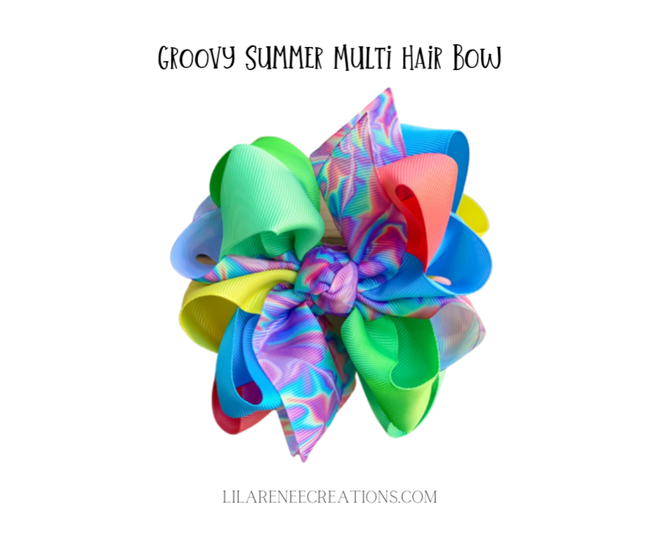 Groovy Summer Multi Hair Bow - LilaReneeCreations