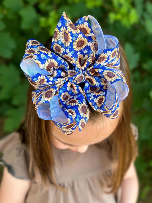 Royal Sunflowers XL Hair Bows - LilaReneeCreations
