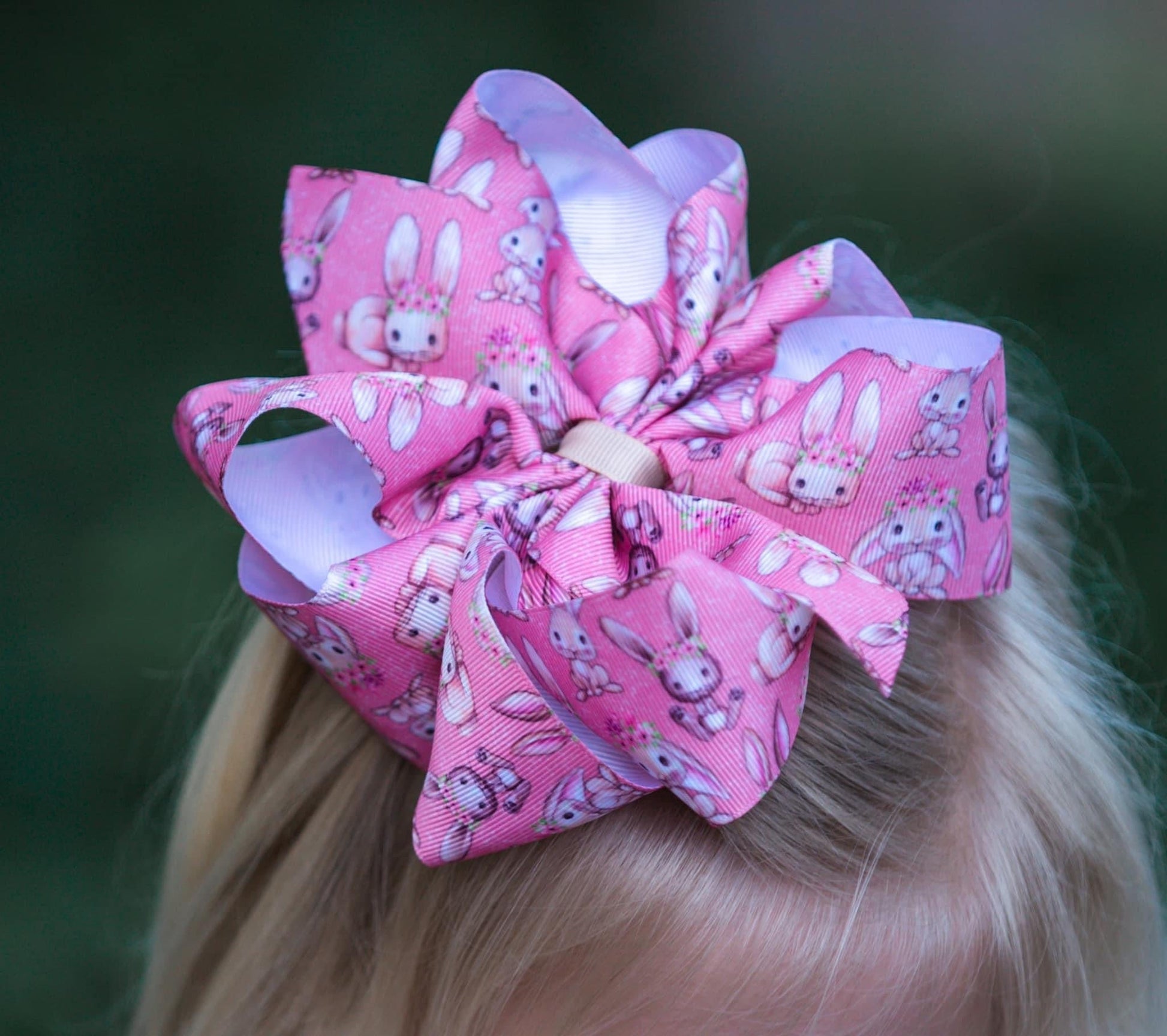Pink bunnies 🐰 print Hair Bows - LilaReneeCreations