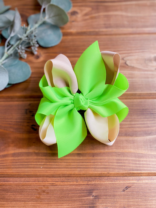Lime XL Multi Hair Bows ~ Neons & Neutrals Collaction - LilaReneeCreations