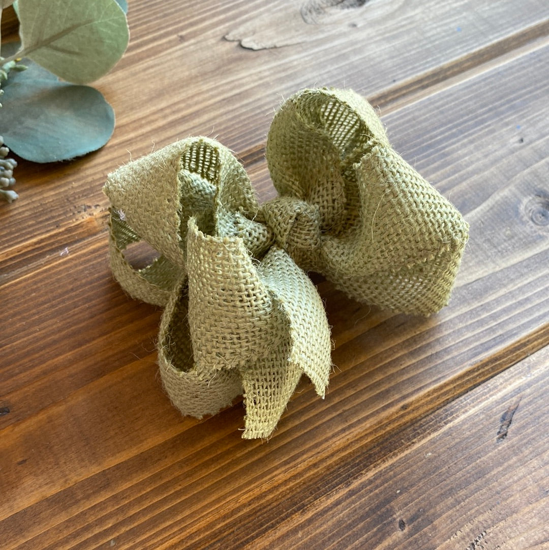 Burlap Double Stacked Boutique Hair Bows - LilaReneeCreations