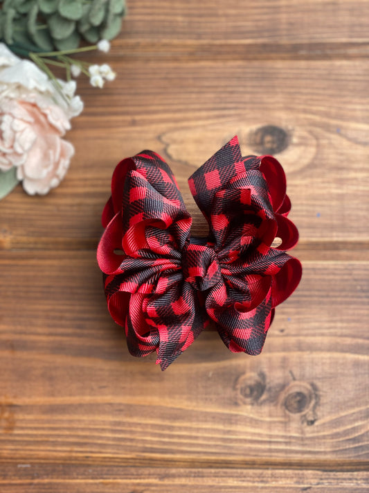 OG Red Buffalo plaid Hair Bows - LilaReneeCreations