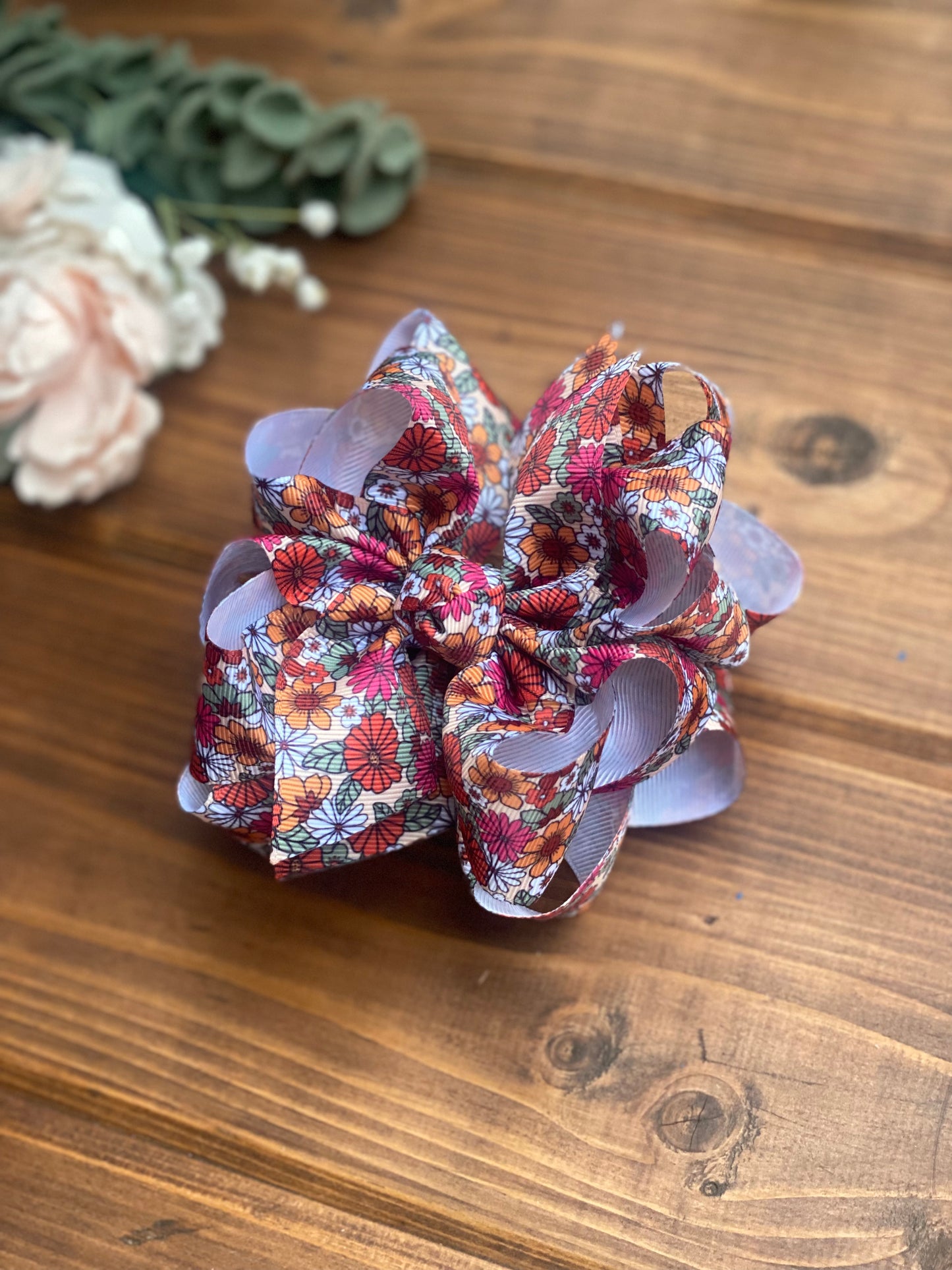 Happy Fall Floral Hair Bows - LilaReneeCreations