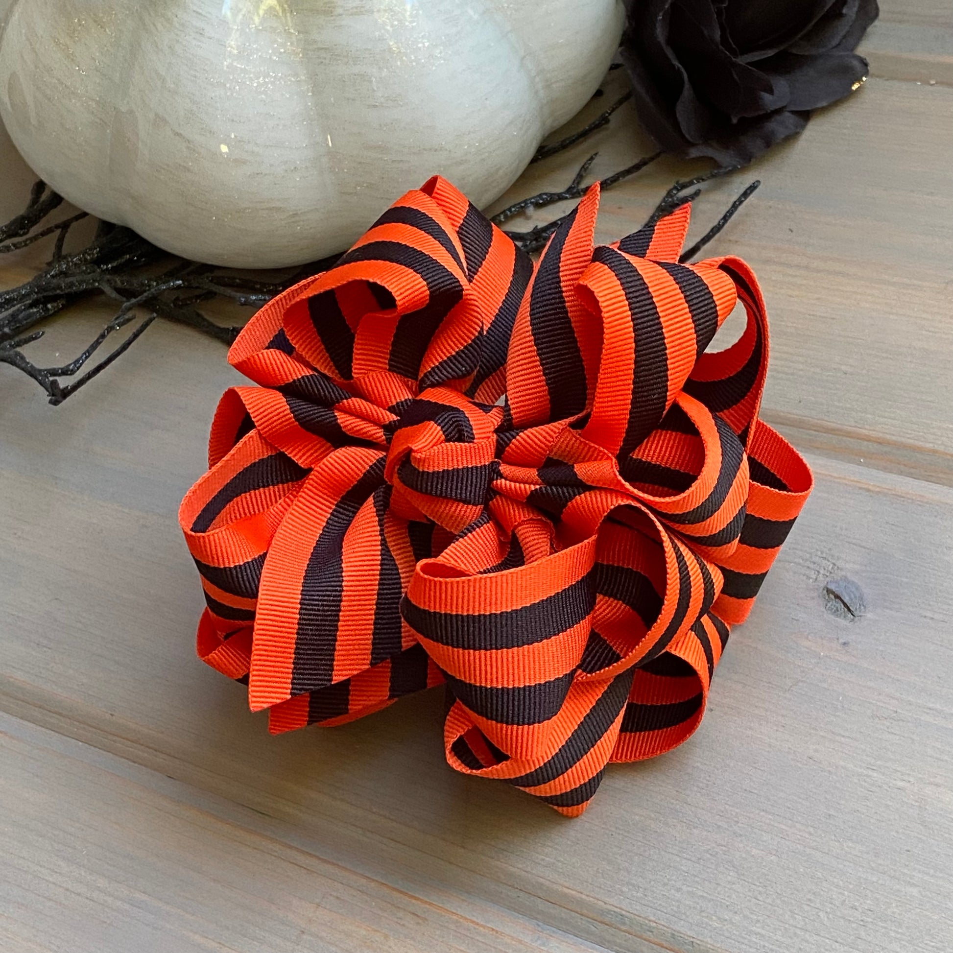 Halloween Stripes Hair Bows - LilaReneeCreations