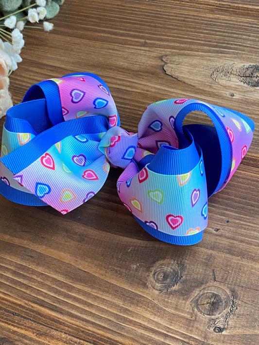 Vibrant Hearts layered XL Hair Bows - LilaReneeCreations