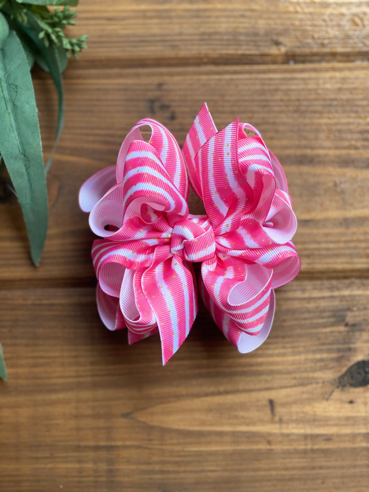 M2M Pink watercolor stripes Hair Bows - LilaReneeCreations