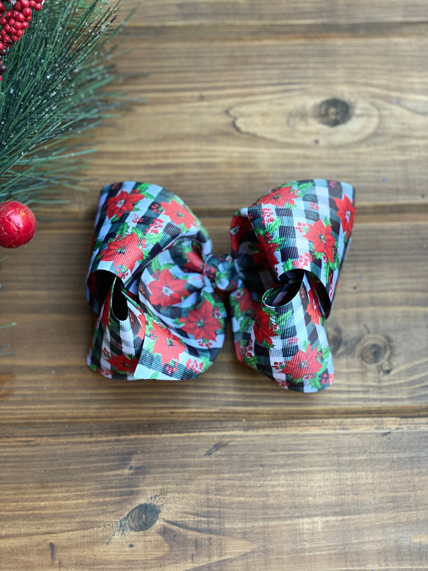 RESTOCK Plaid Poinsettia XL boutique Hair Bows - LilaReneeCreations