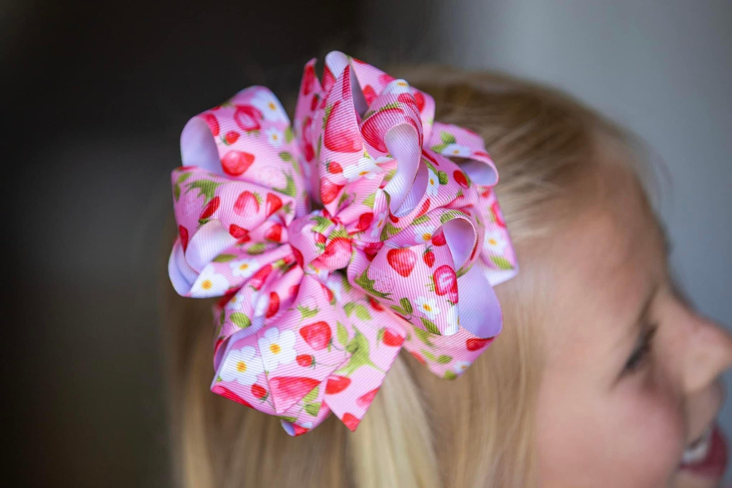 Floral Strawberry Hair Bows - LilaReneeCreations