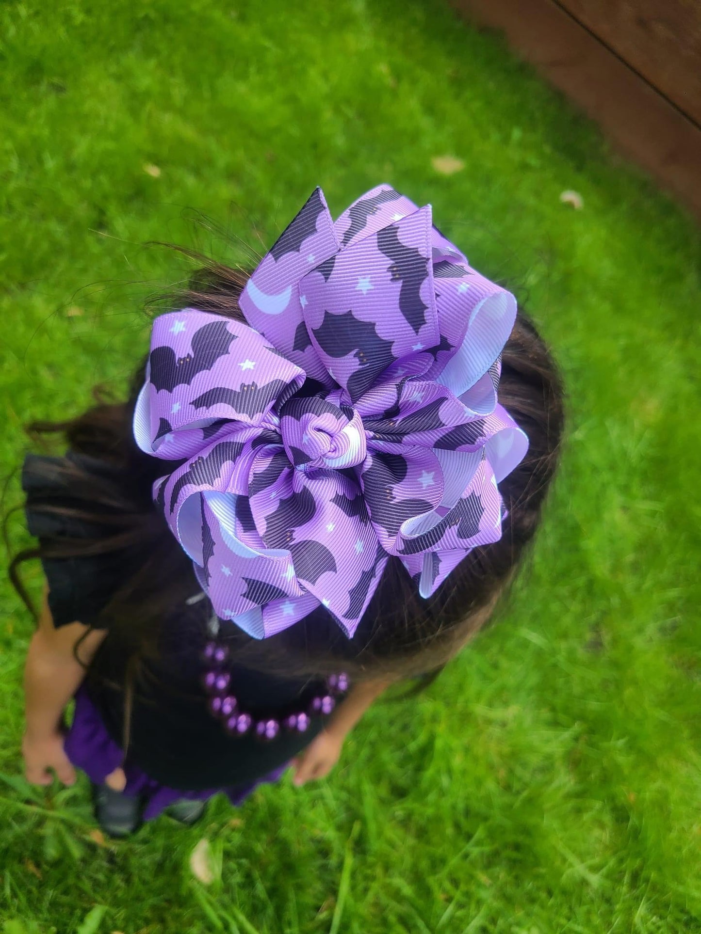 Purple Bats Print Hair Bows - LilaReneeCreations