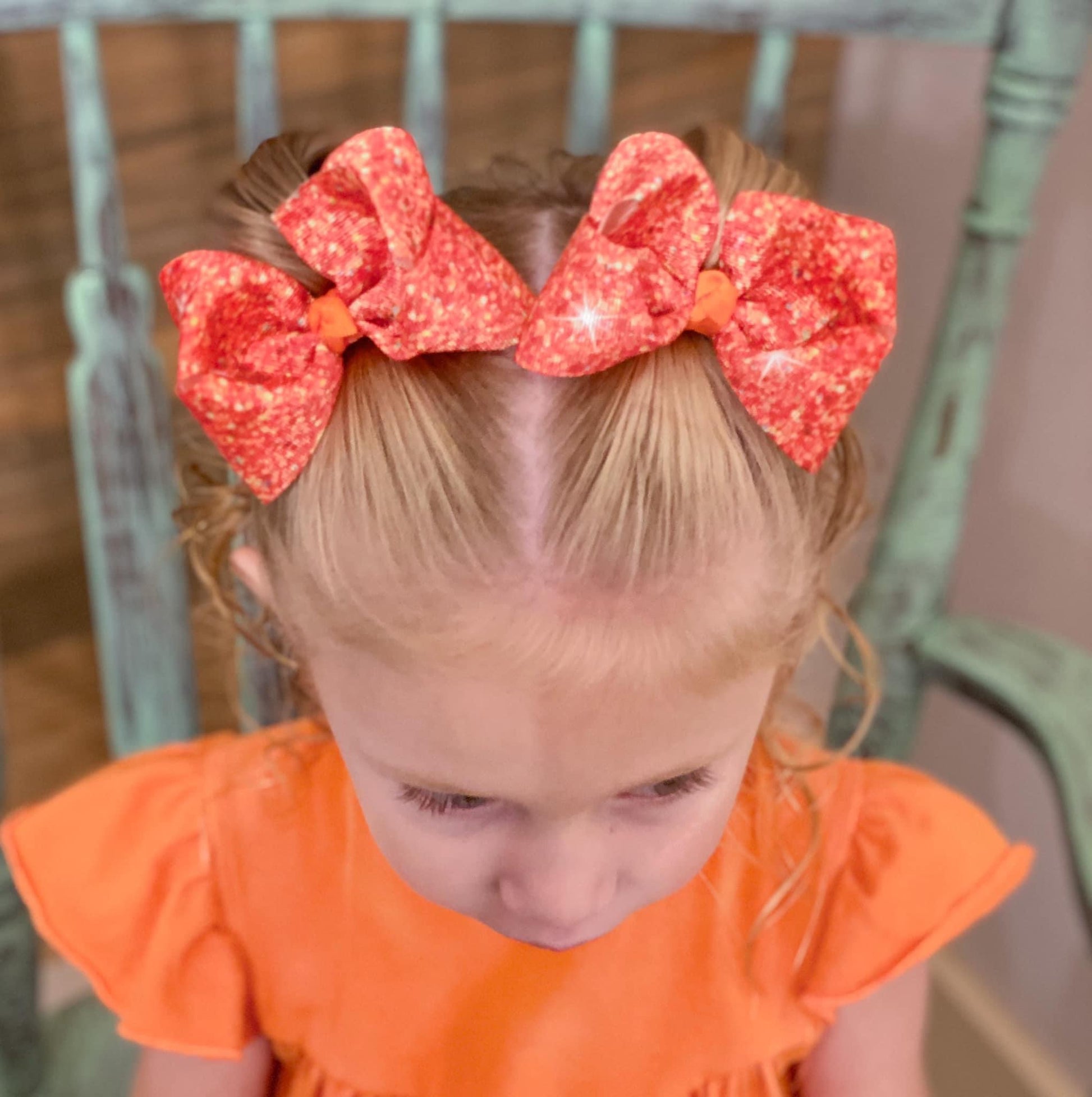 Orange Sparkles ✨ Hair Bows - LilaReneeCreations