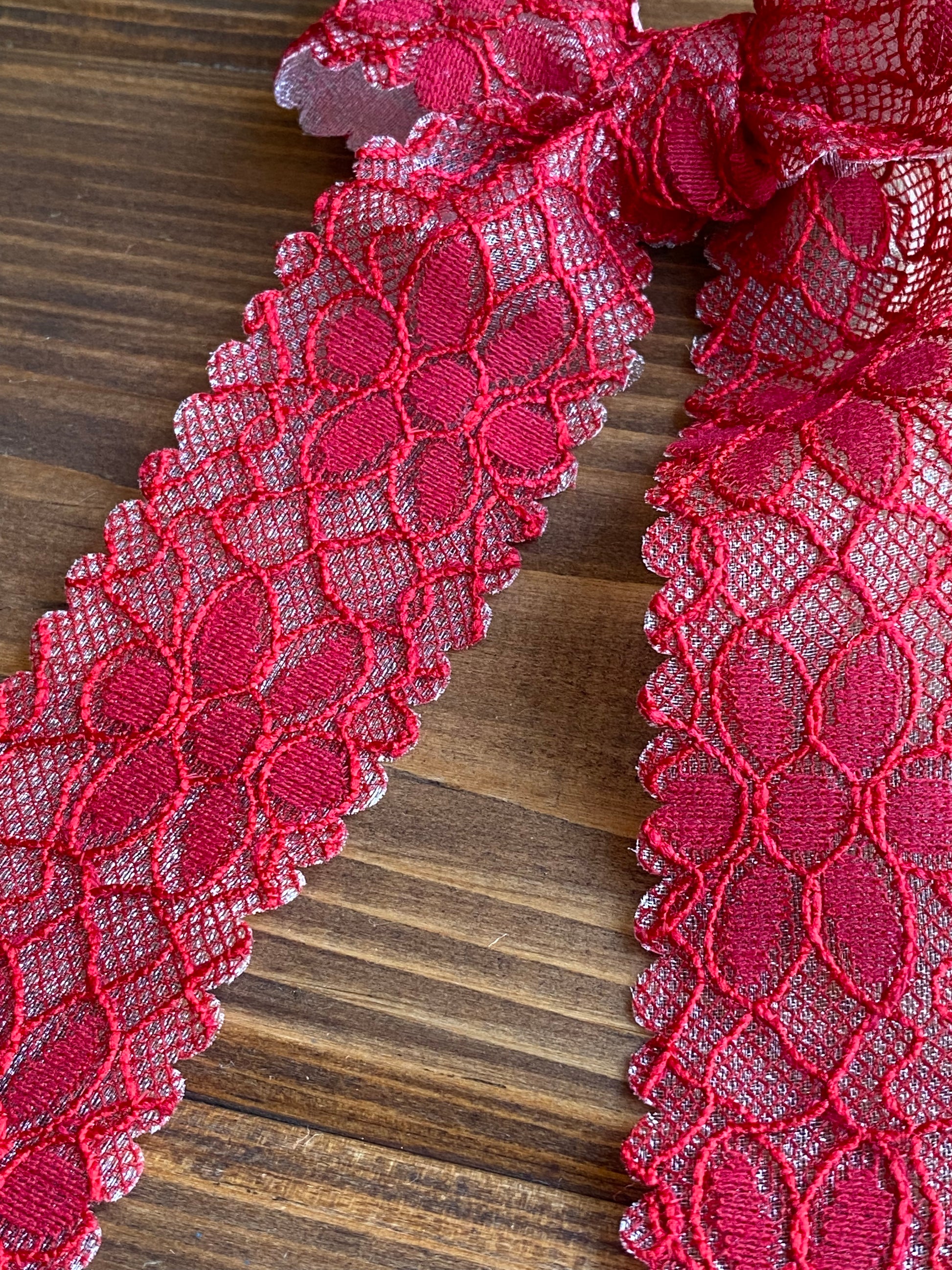 Red Shimmer Lace Sterling - LilaReneeCreations