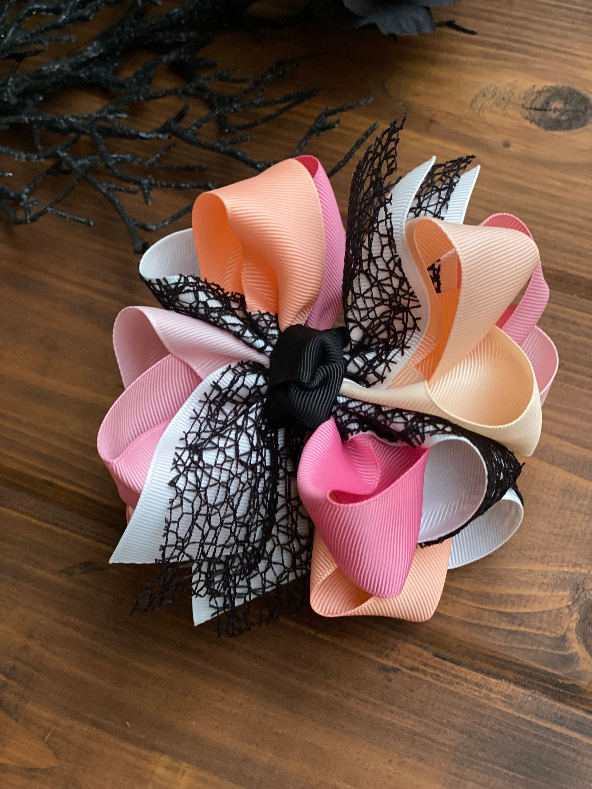 Sweet Pastel Webbing L&E Multicolor Hair Bow - LilaReneeCreations