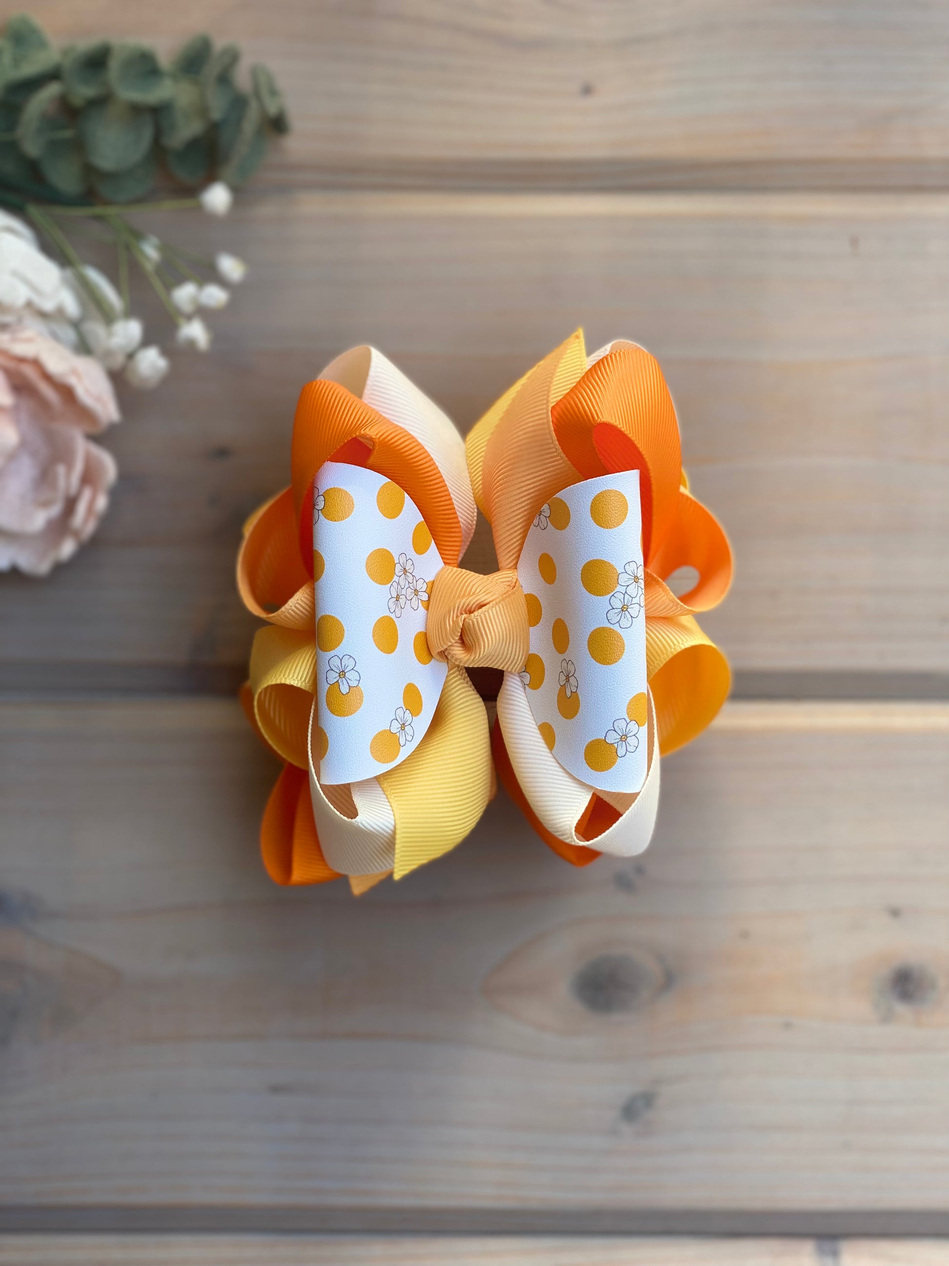 Orange Cream Multicolor Hair Bows - LilaReneeCreations