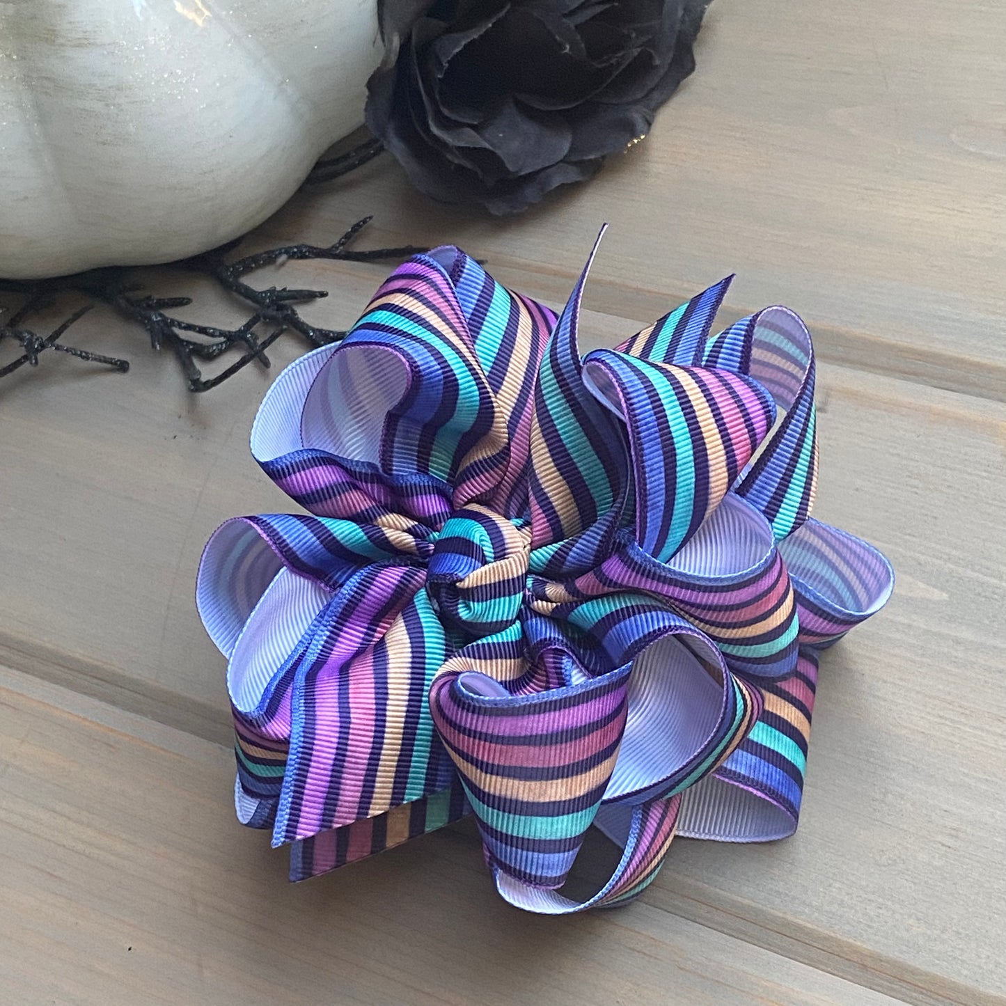 Spooky Stripes Print Hair Bows - LilaReneeCreations