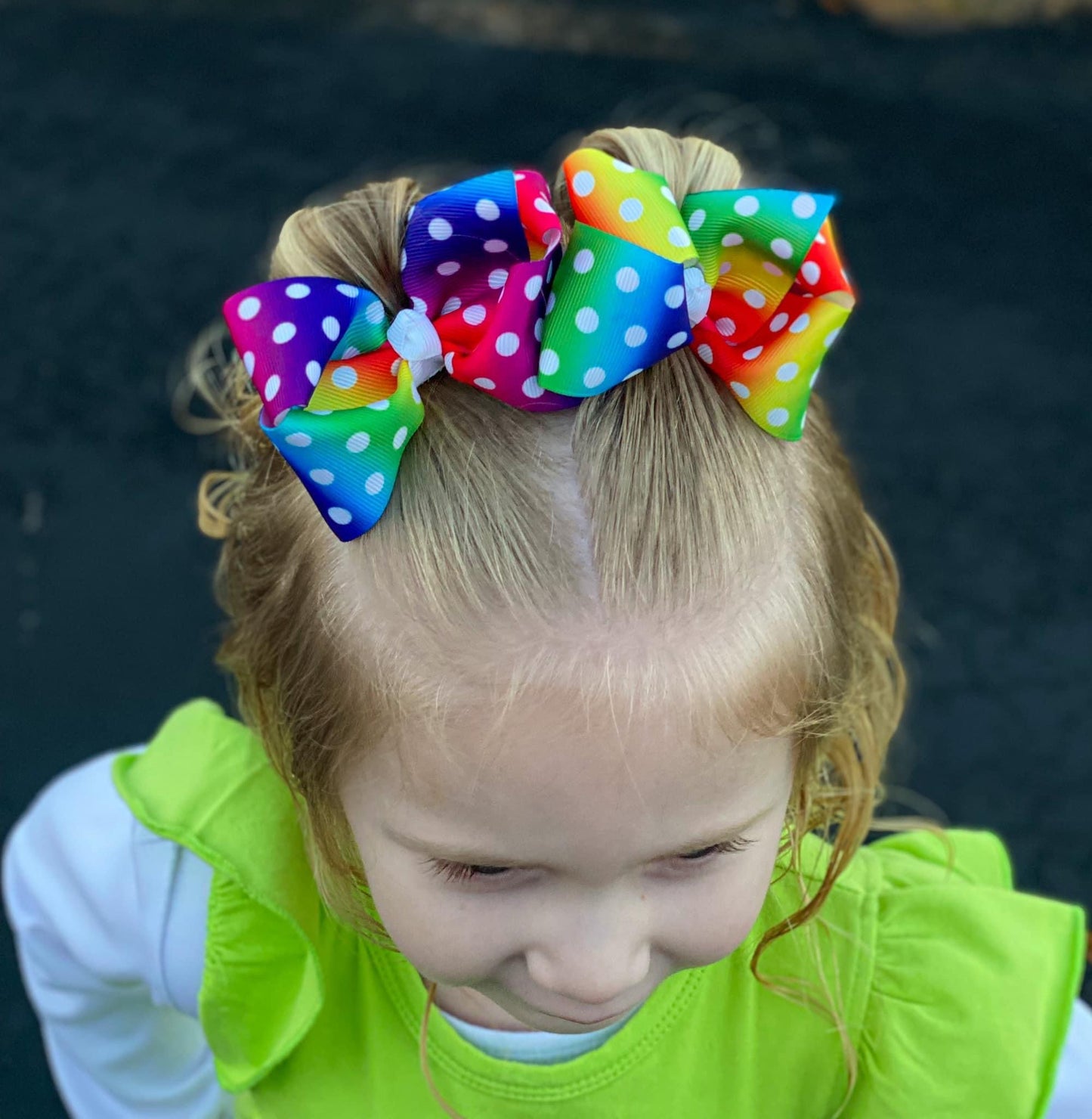 Rainbow dots  Hair Bows - LilaReneeCreations