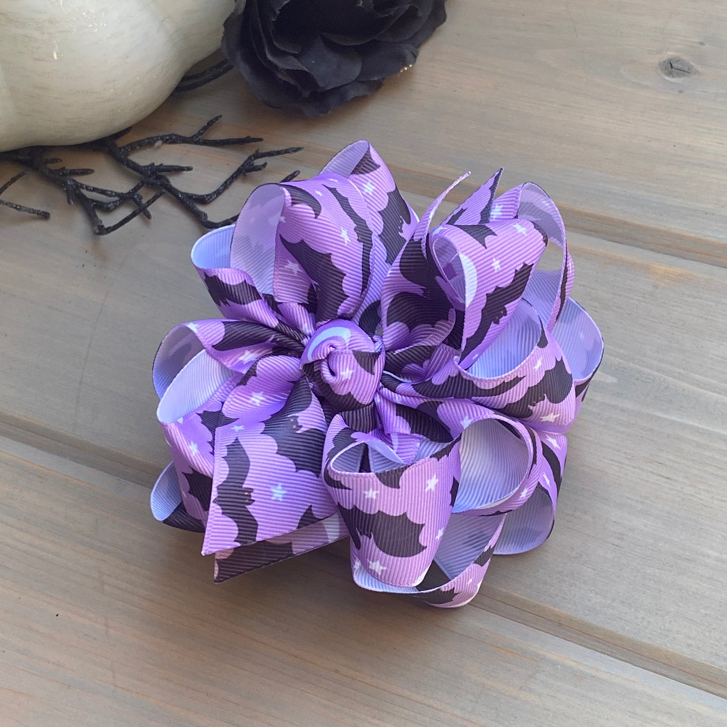 Purple Bats Print Hair Bows - LilaReneeCreations