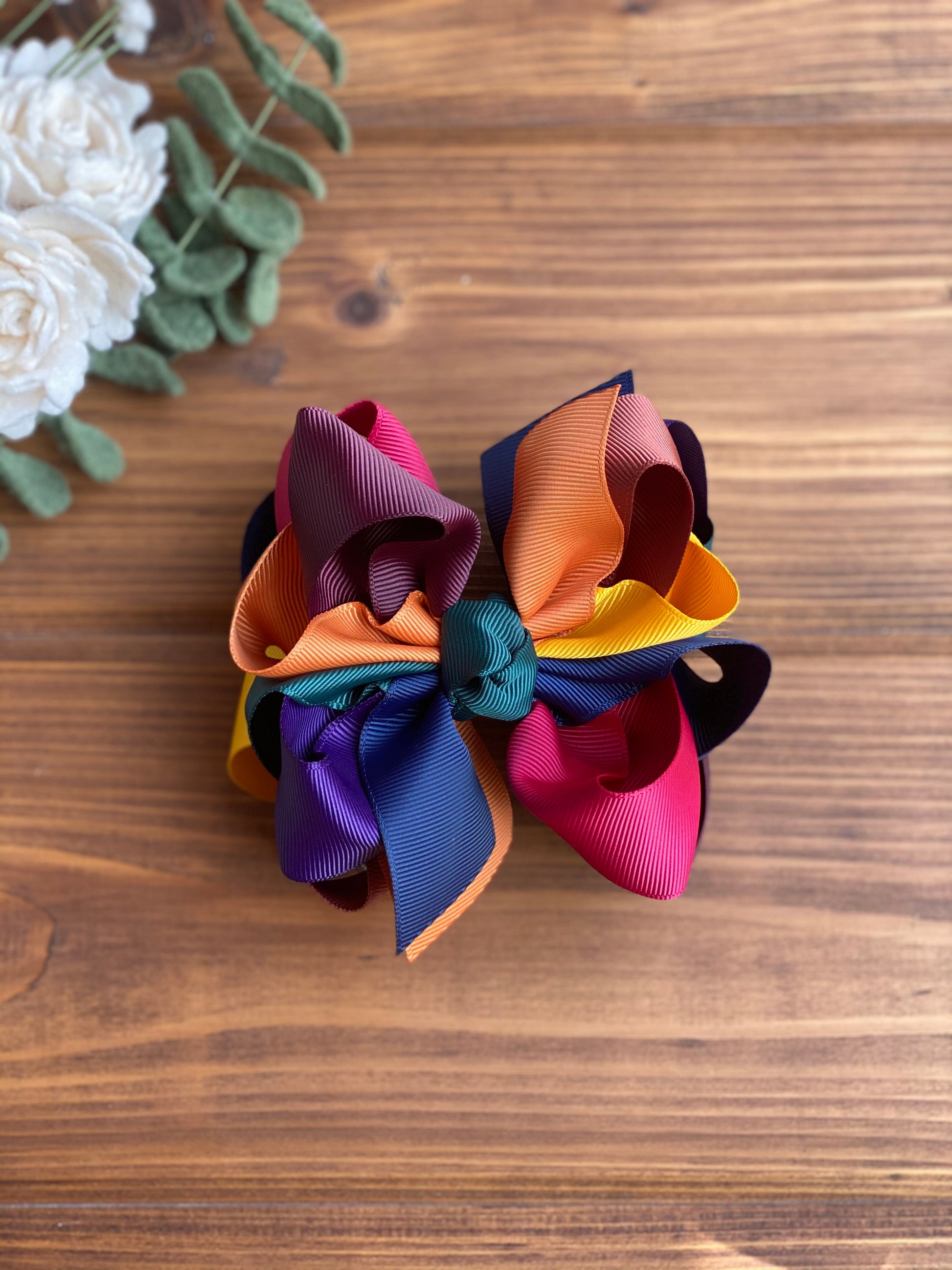 Fall rainbow multi L&E Hair Bows - LilaReneeCreations