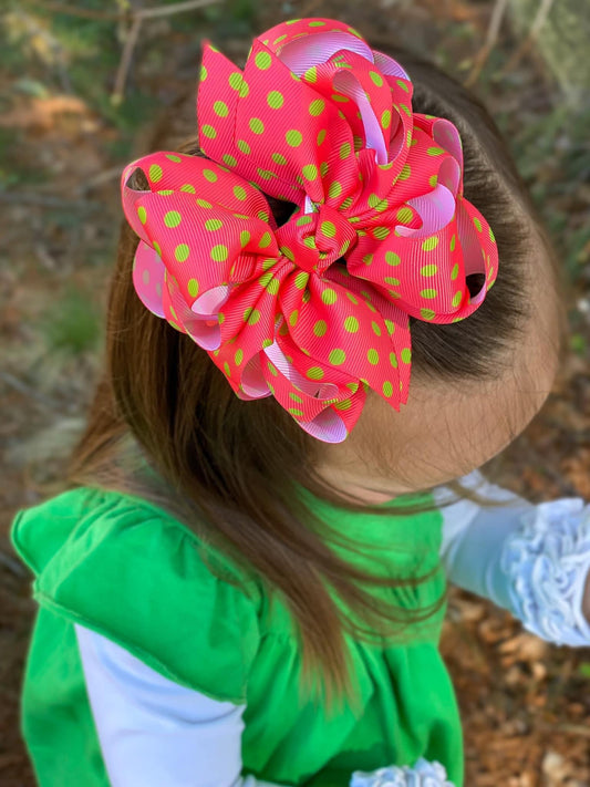 Watermelon Dots Hair Bows - LilaReneeCreations