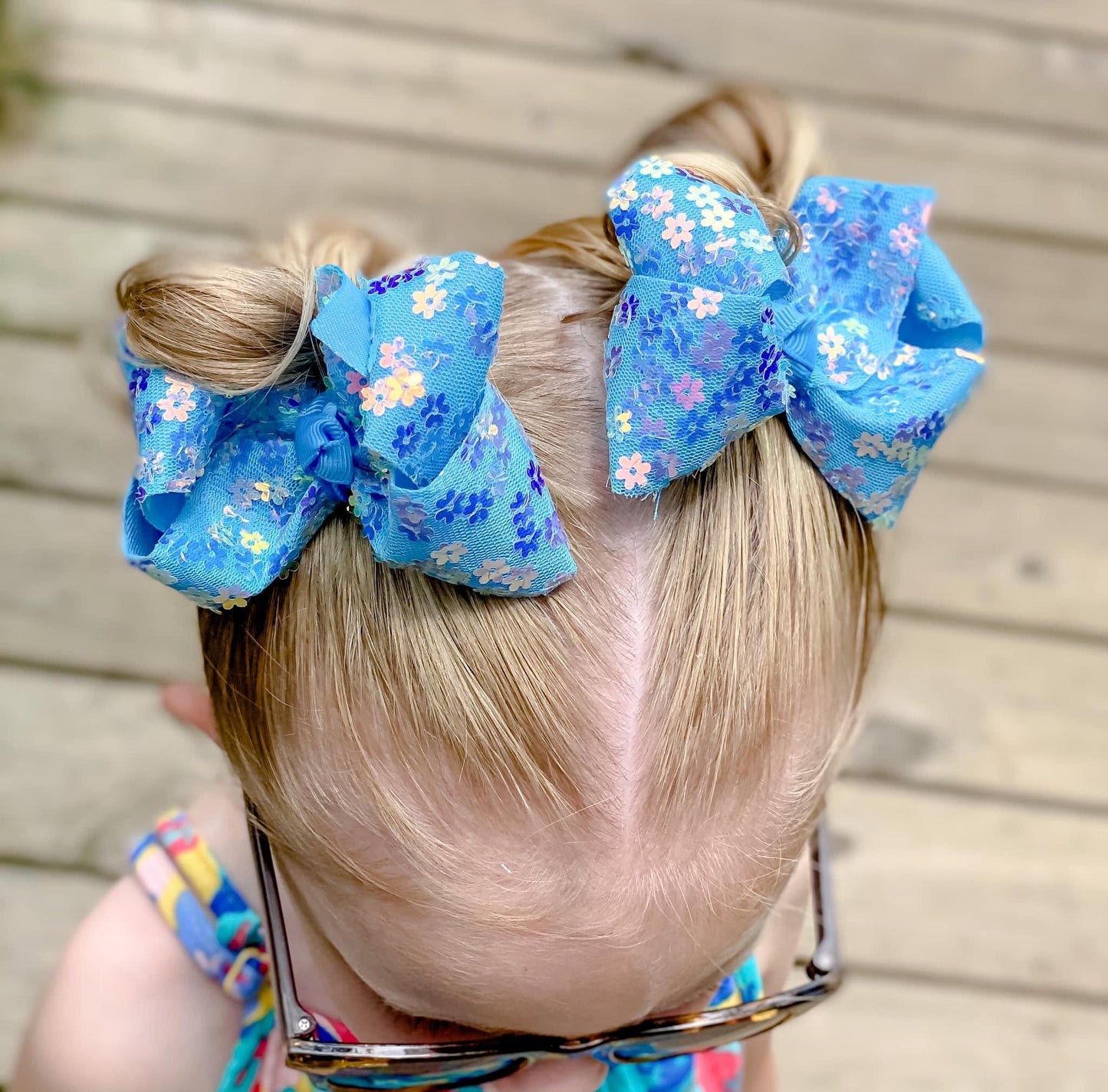 Turquoise Sparkling Summer Hair Bows - LilaReneeCreations