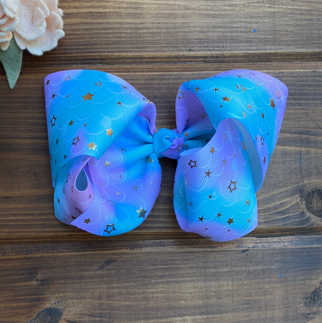 RTS Starry Mermaid Splash Hair Bow XL 5in Boutique - LilaReneeCreations