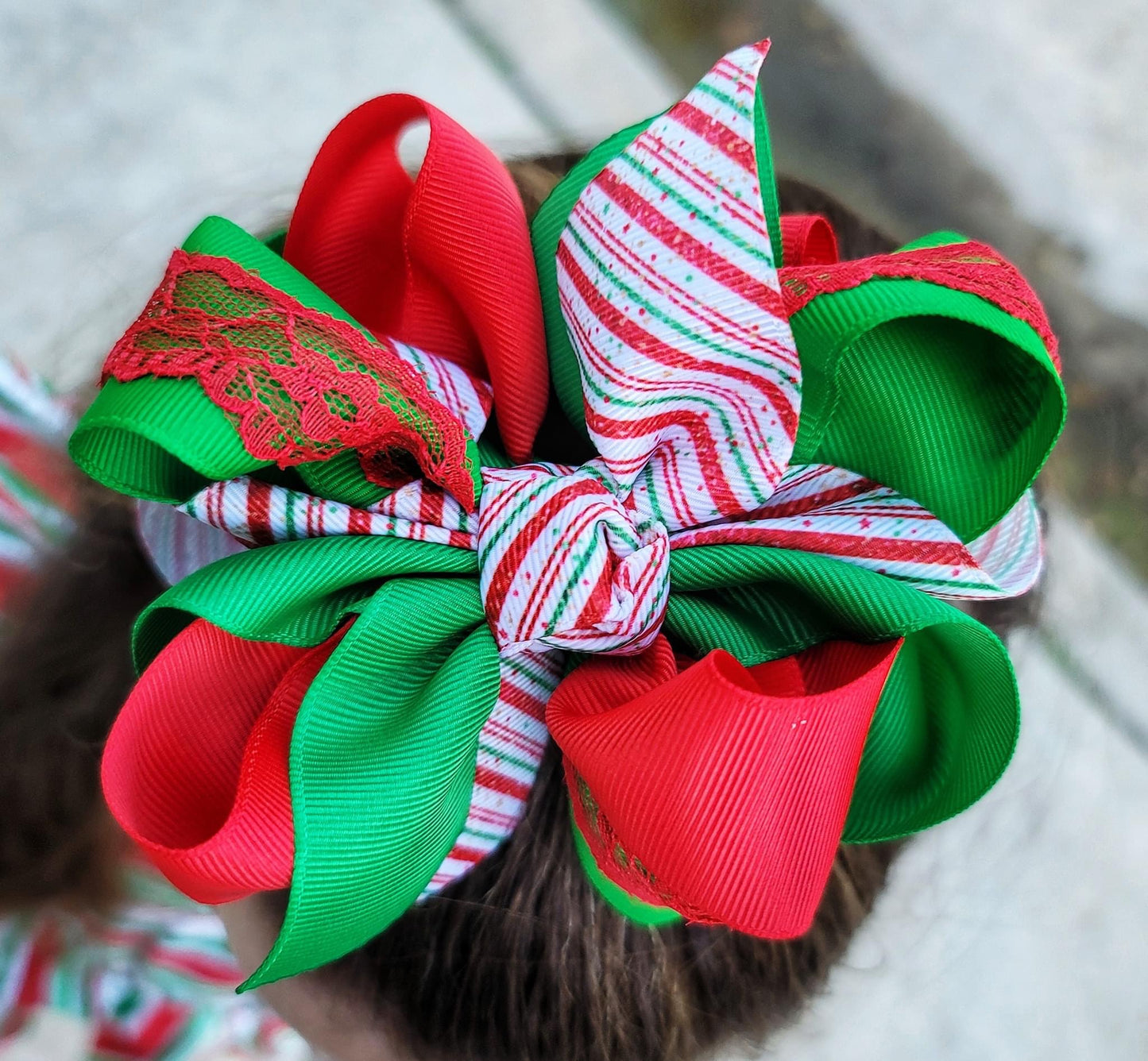 Candy stripes Multicolor Hair Bow - LilaReneeCreations