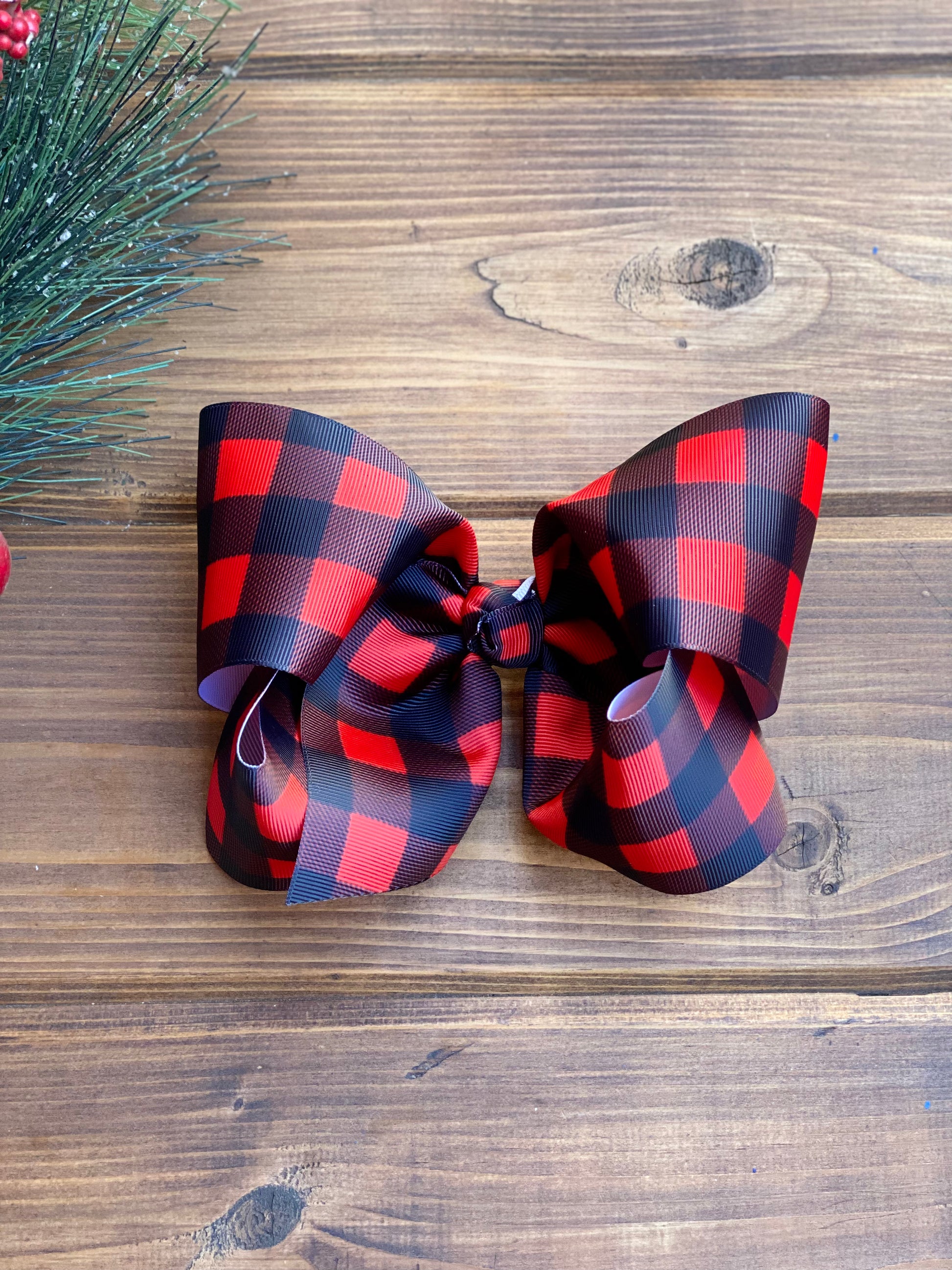 Red Buffalo Check 2.0 XL boutique Hair Bows - LilaReneeCreations