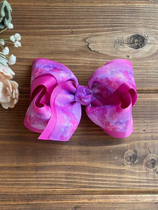 Pink/Purple Watercolor layered XL Hair Bows - LilaReneeCreations