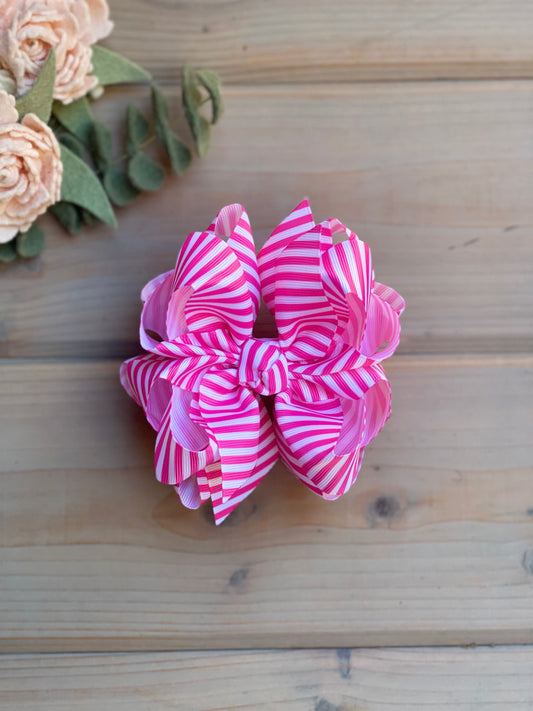 Shocking pink Vertical stripes Hair Bows - LilaReneeCreations