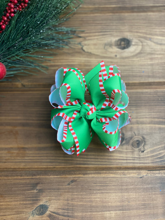 Grinchmas Stripes Hair Bows - LilaReneeCreations