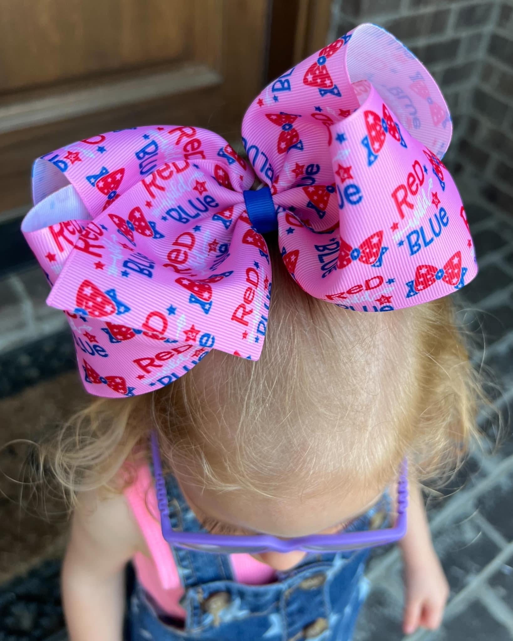Red, Wild & Blue XL Boutique Hair Bows - LilaReneeCreations