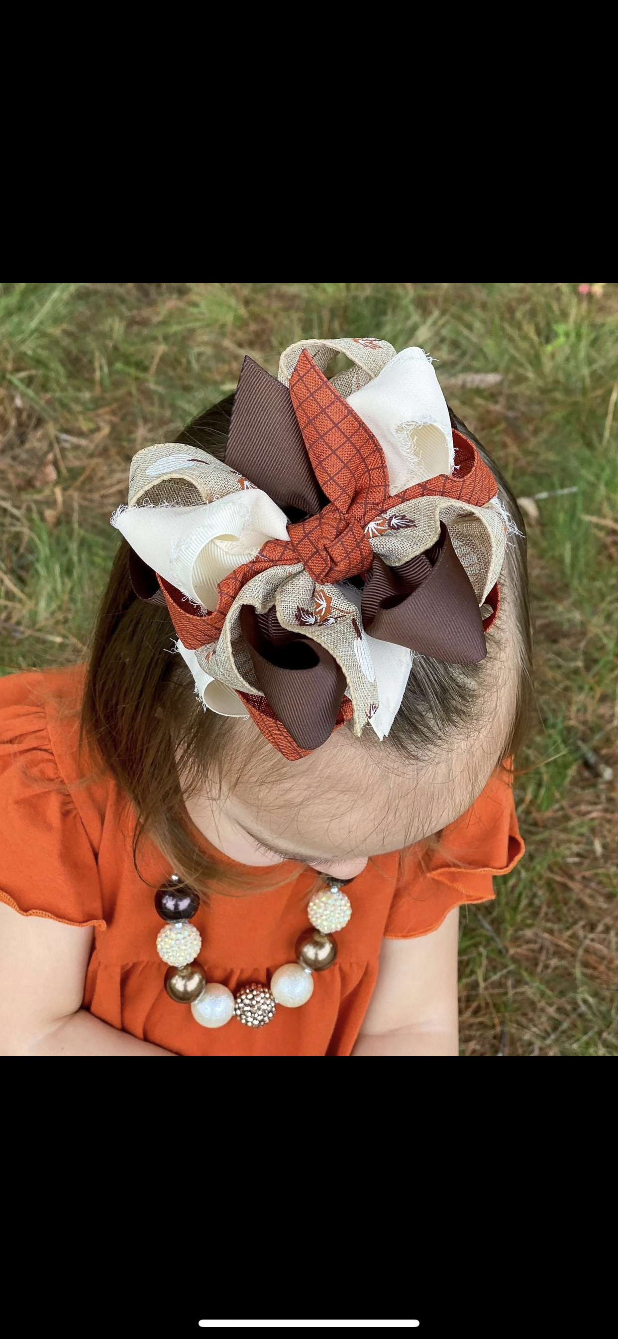 Pumpkins & plaid L&E Multicolor Hair Bow - LilaReneeCreations