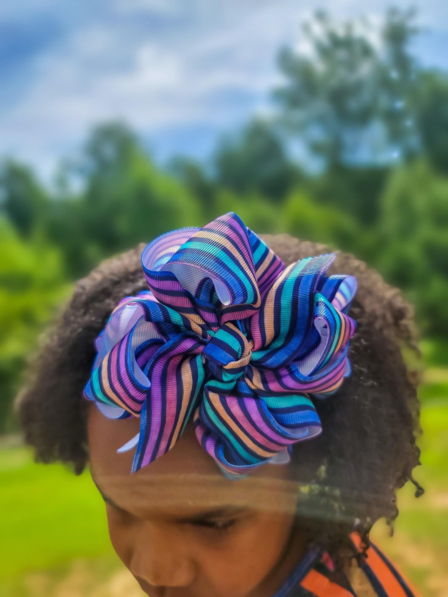 Spooky Stripes Print Hair Bows - LilaReneeCreations