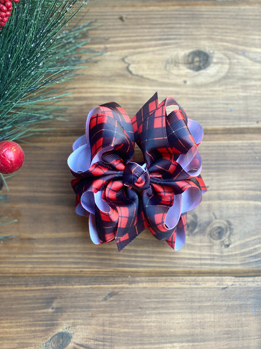 Red Tartan Plaid Hair Bows - LilaReneeCreations