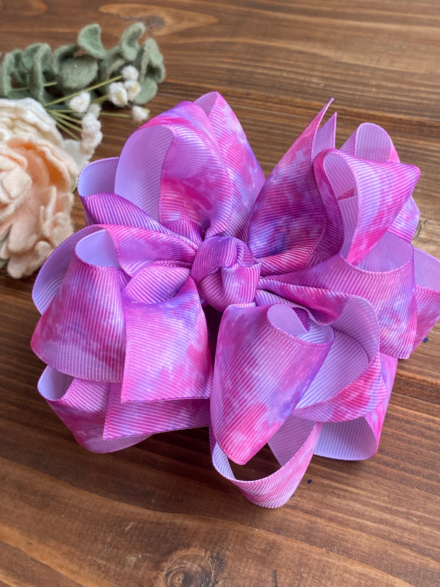 Pink/purple Watercolor Hair Bows - LilaReneeCreations